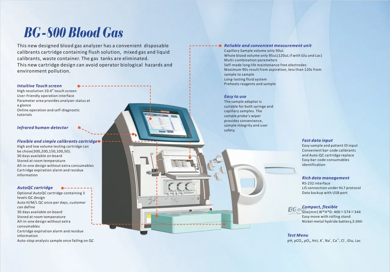 China Clinical Laboratory Serum Blood and Gas Electrolyte Analyzer with Free Reagent