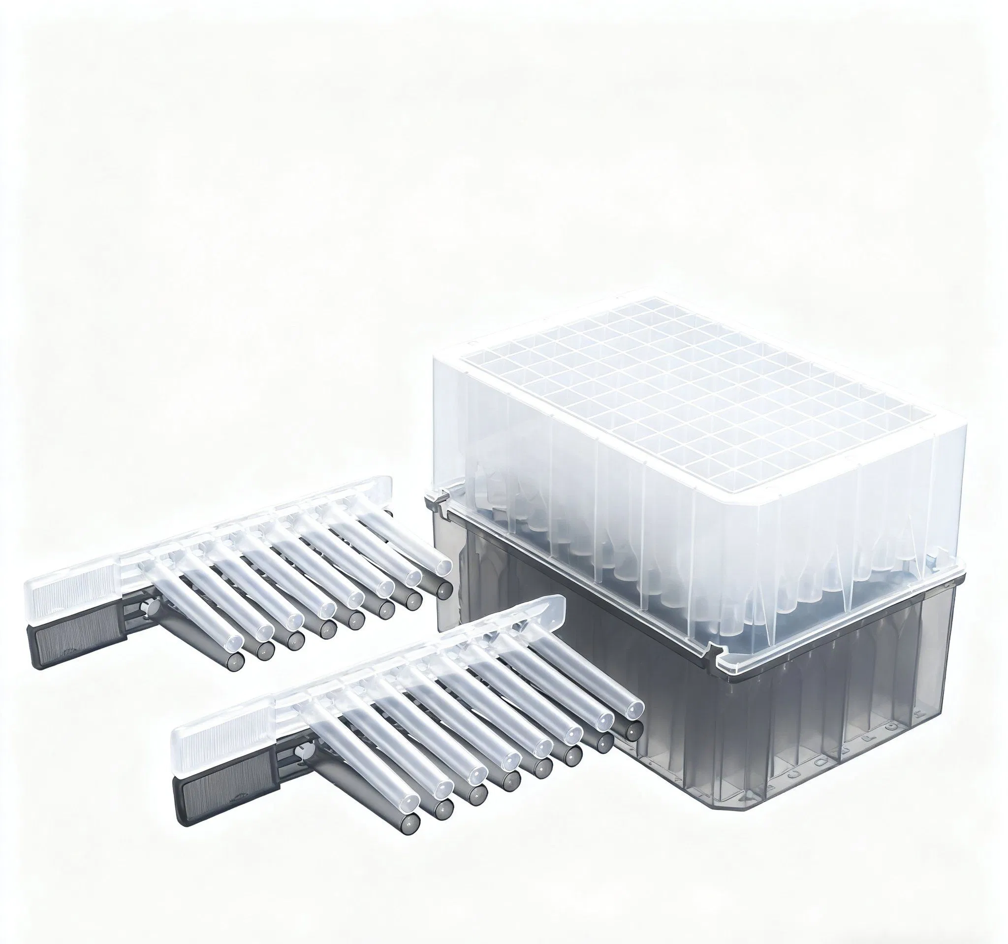 8-Strip Magnetic Tip Comb - PP Material V-Bottom Safe Lock Lab Consumables