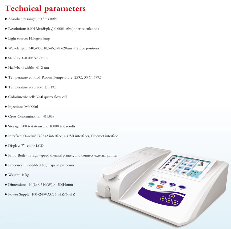 Maya Medical Clinical Biochemical Analysis Equipment 7 Inch Color LCD Semi-Auto Chemistry Analyzer Machine Price