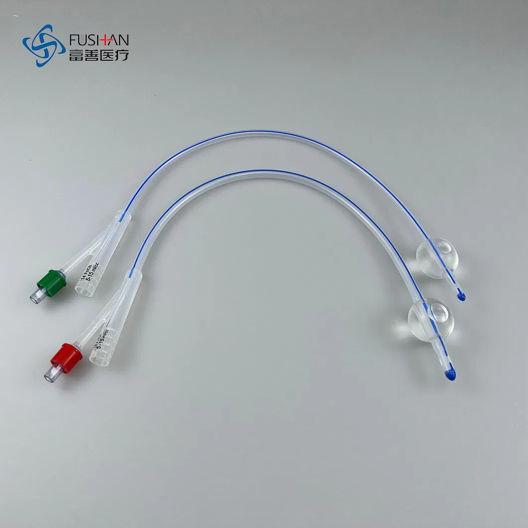Fushan Disposable Medical 2 Way Silicone Foley Catheter Nelaton Tube Medical Consumables with Urine Bag 6fr-24fr CE ISO13485