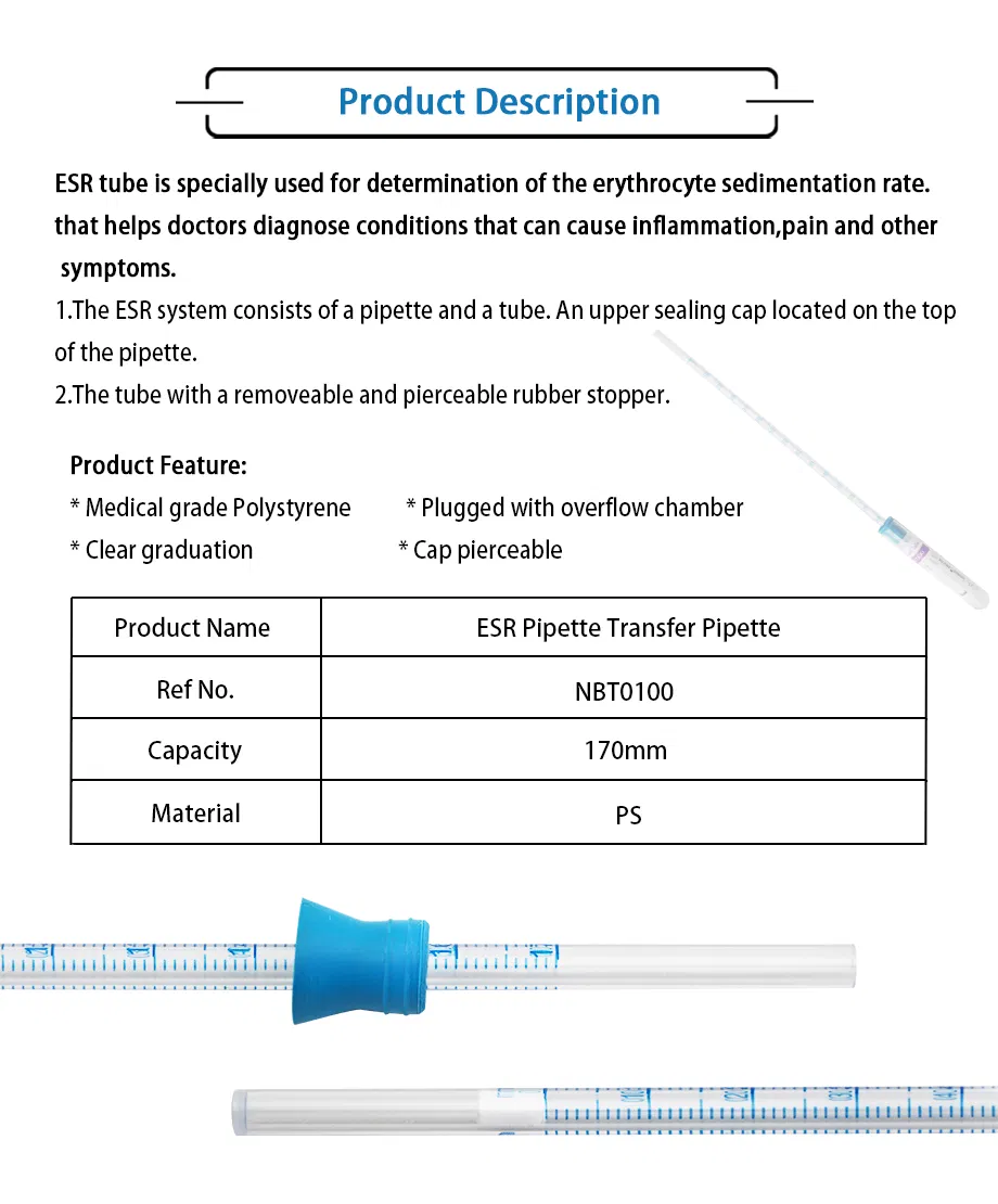ESR Pipette Laboratory Medical Consumables