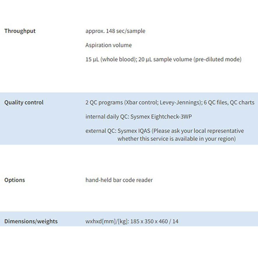 Poch-100I Sysmex China Lab Auto Hematology Analyzer Bk-6190 3-Part Blood Testing Cbc Machine
