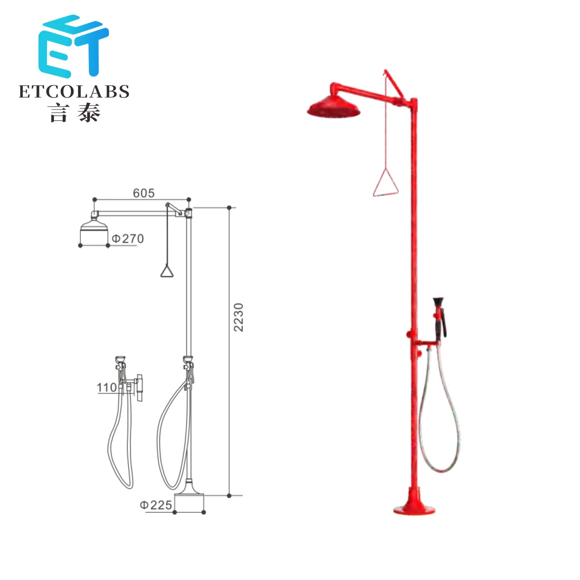 Emergency Shower &amp; Eye Wash System - 10-Year Warranty, ANSI Approved