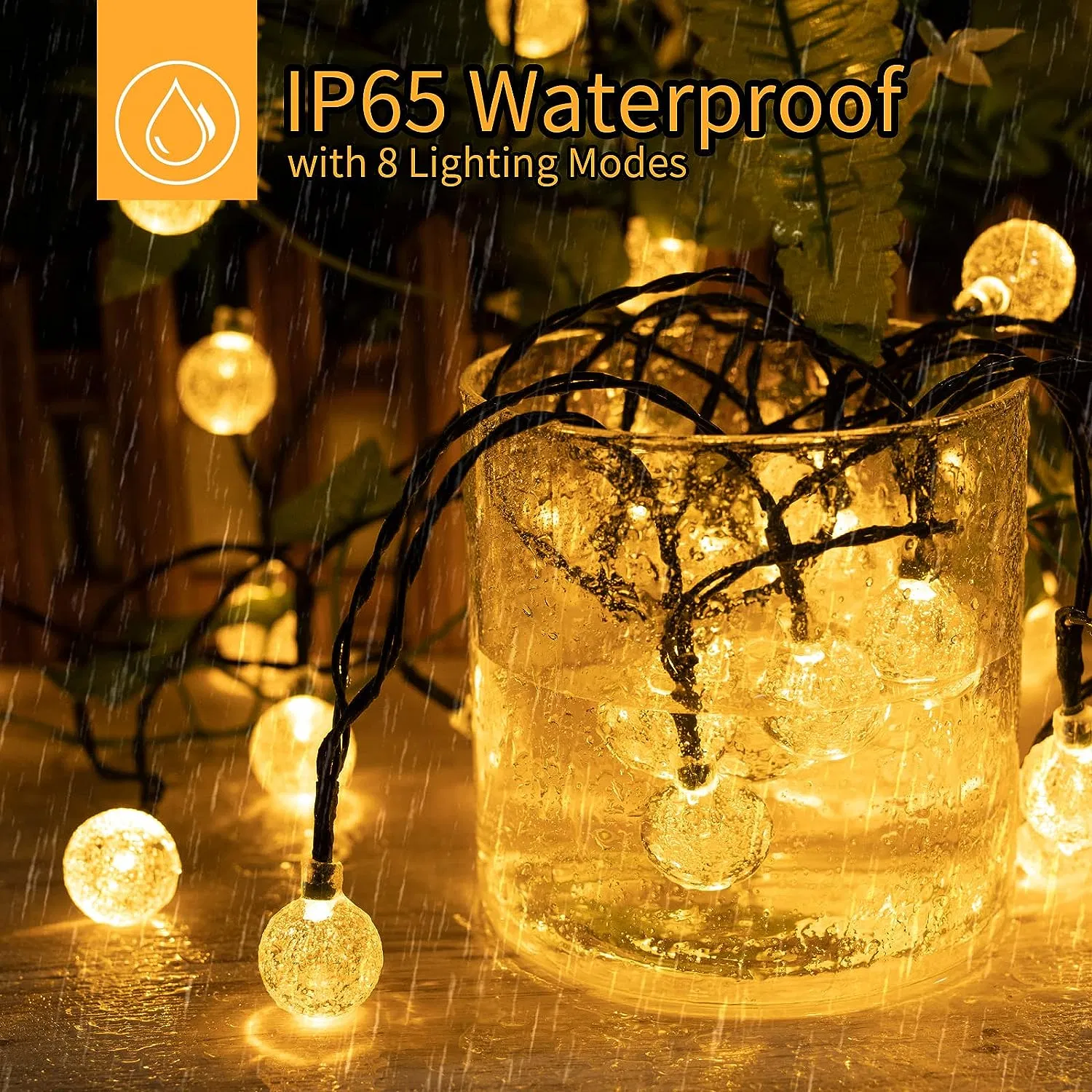 Luces de Cuerda de Bombillas de Navidad para Jardín al Aire Libre Solar Batería USB Portátil IP44 Luz LED de Cuerda