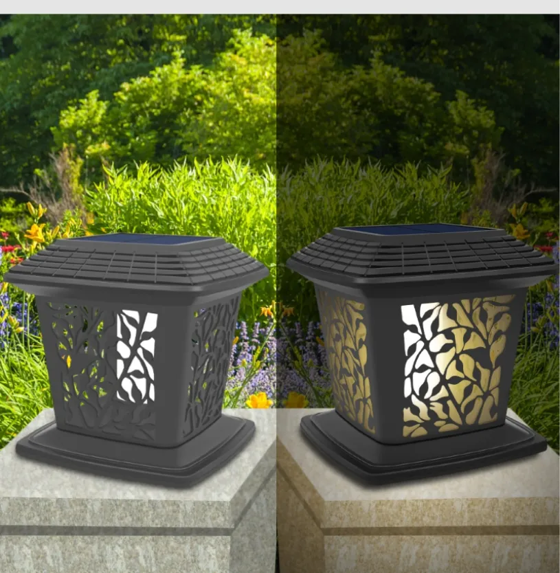 Luz de poste solar para cercas, lámpara de cobertizo, lámpara de canalón, jardín LED