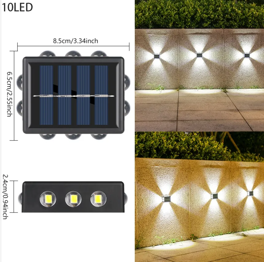 Lámpara de pared LED impermeable con espejo convexo de cuatro lados para exteriores, luz decorativa para jardín y escalera