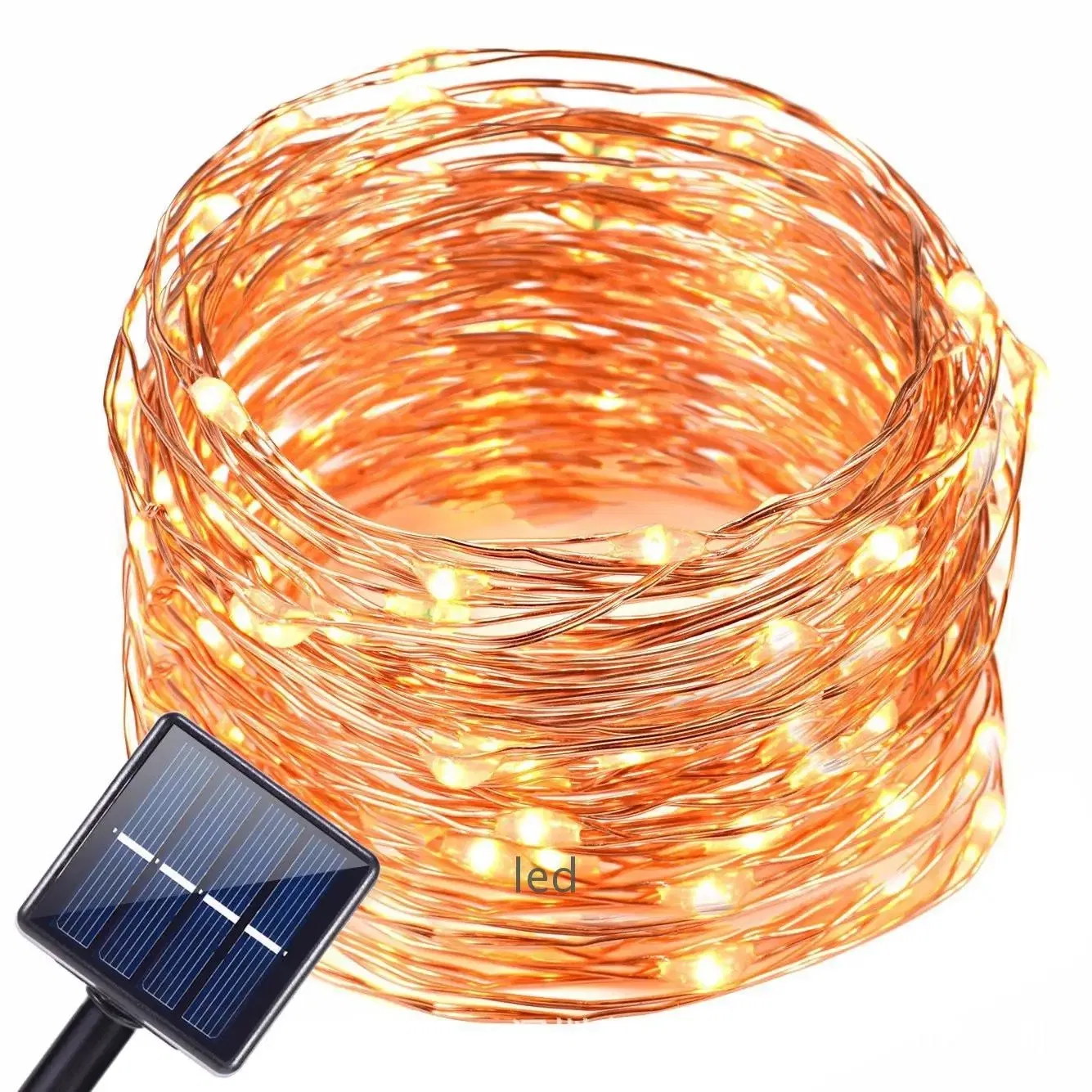 Venta Caliente Luces de Jardín LED Solar Decorativas de Invierno Blanco Cálido 8 Modos de Iluminación al Aire Libre a Prueba de Agua con Control Remoto