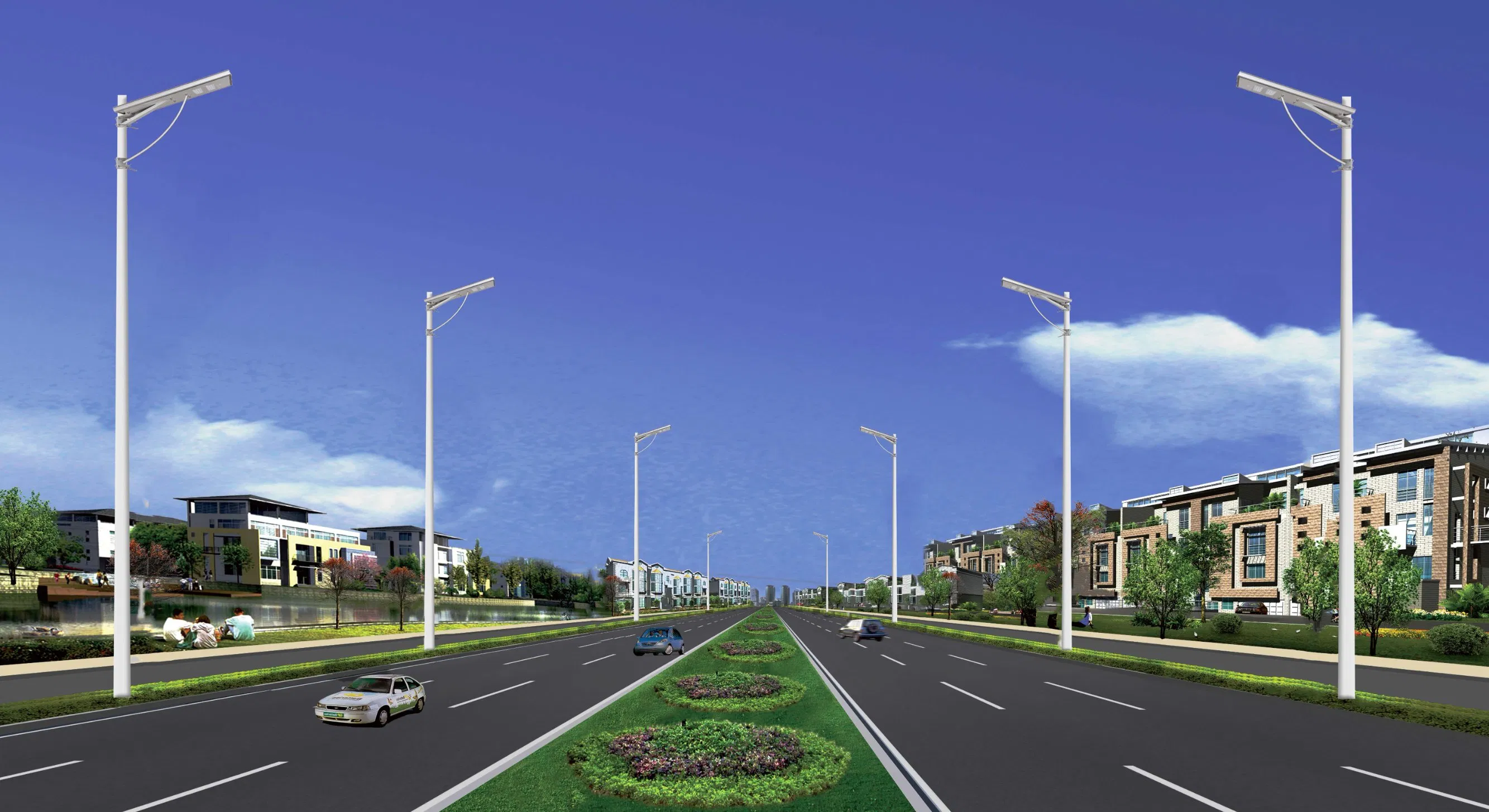 Luz de calle de jardín solar integrada personalizada todo en uno