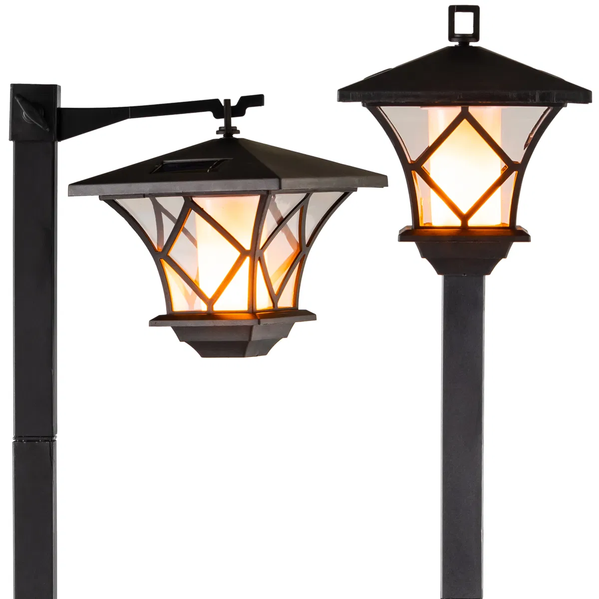 1.5m Lámpara Solar de Pared con Llama LED para Jardín Exterior, Luz de Paisaje y Foco de Calle