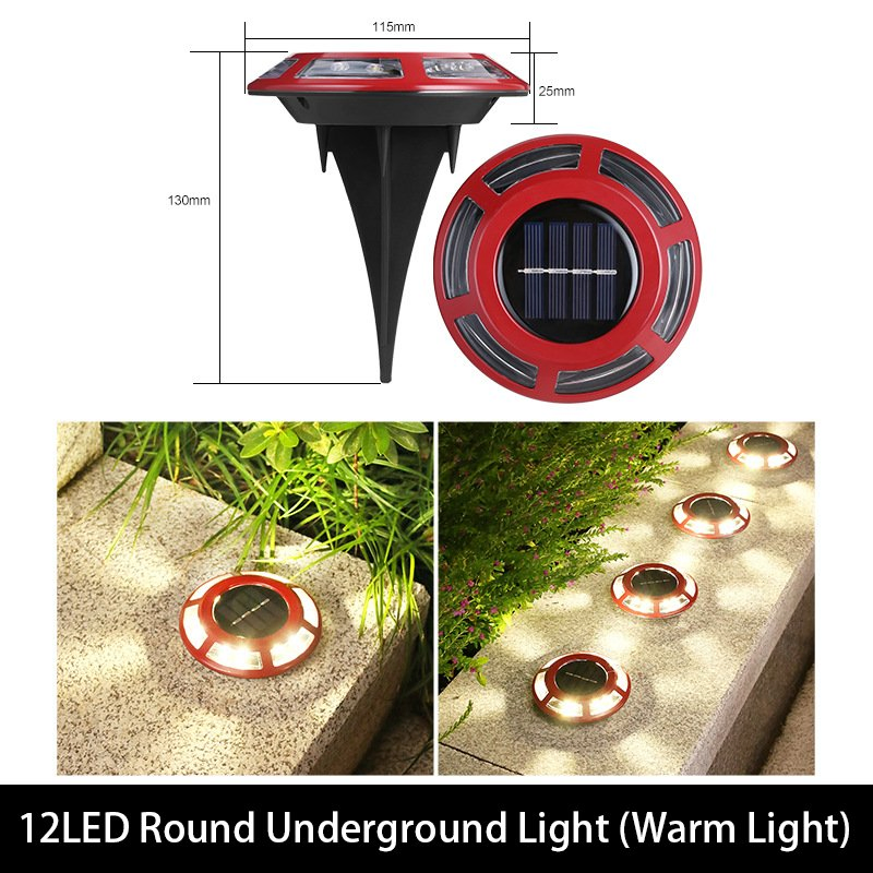 Lámpara enterrada hexagonal redonda LED solar impermeable para exteriores, decorativa para terraza, camino, jardín, patio y césped