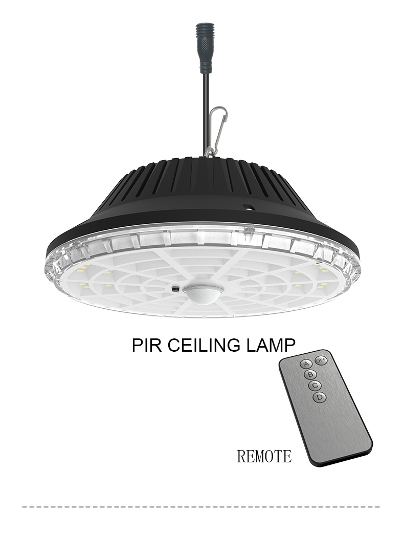4 Lámpara de araña solar con sensor de movimiento IP55 Luz solar LED para cobertizo con control remoto para interior y exterior