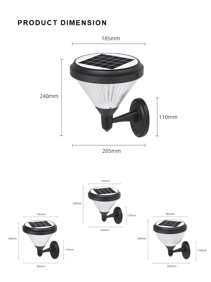 Componentes de la lámpara de pared solar