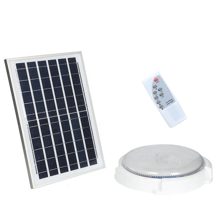 Lámpara de techo LED solar para iluminación de interiores y exteriores en el hogar 50W 100W 200W Resaltar control remoto para iluminación de patio y garaje