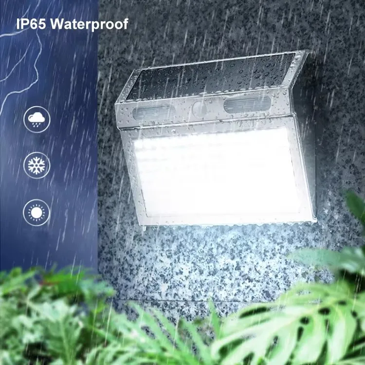 Luz de pared solar LED decorativa a prueba de agua con sensor de movimiento de acero inoxidable 112PCS para jardín, lámpara de escalera exterior, cerca exterior