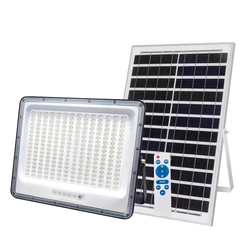 300W 6000K Luz Solar de Inundación Exterior con Control Remoto, Luz de Seguridad Solar que se Enciende y Apaga Automáticamente desde el Anochecer hasta el Amanecer para Patio, Terraza, Cobertizo