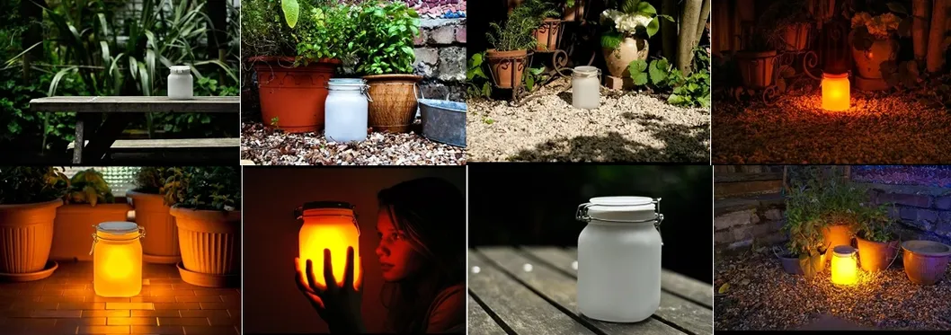 Lámpara de jardín solar encantadora con estilo de frasco de mason vintage