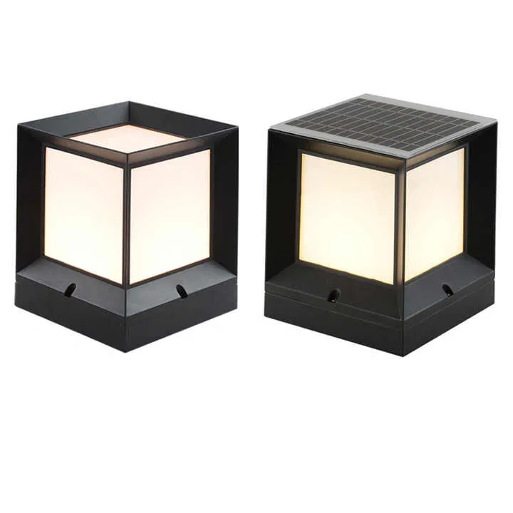 Luz decorativa de pilar de puerta de cerca al aire libre cuadrada de aluminio LED solar impermeable IP65