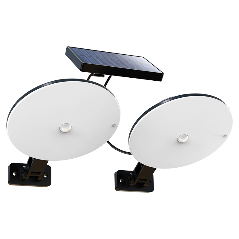 Lámpara solar de pared colgante de alta luminosidad para exteriores con doble cabezal