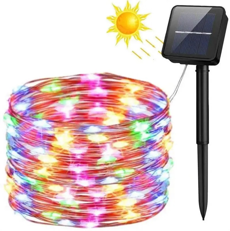 Venta Caliente Luces de Jardín LED Solar Decorativas de Invierno Blanco Cálido 8 Modos de Iluminación al Aire Libre a Prueba de Agua con Control Remoto