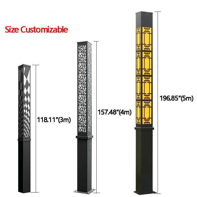 Lámpara de poste solar LED retro impermeable de grado industrial para patio y calle