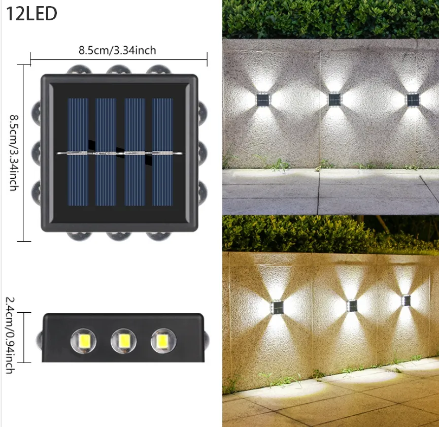 Lámpara de pared LED impermeable con espejo convexo de cuatro lados para exteriores, luz decorativa para jardín y escalera