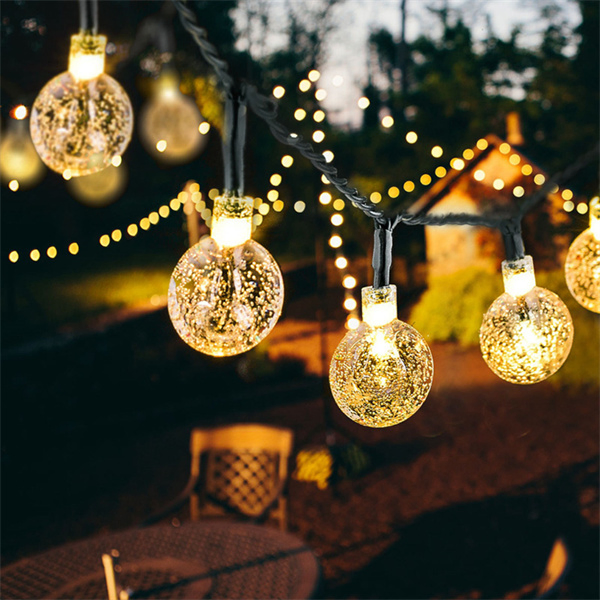Luces de cadena LED solares recargables para Navidad 2W Decorativas para árboles, vacaciones, jardín de cristal, postes de porche inteligentes