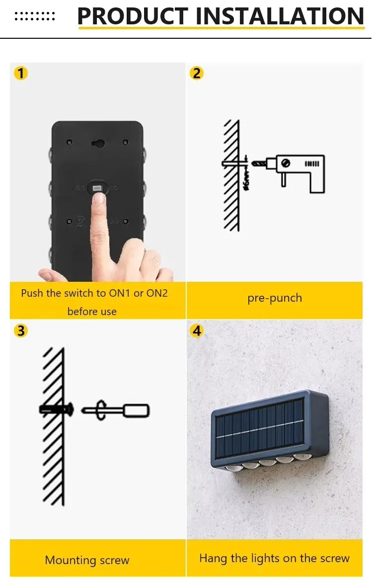 Lámpara de pared LED impermeable con espejo convexo de cuatro lados para exteriores, luz decorativa para jardín y escalera