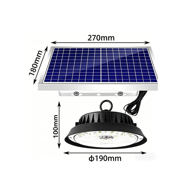 Lámpara de alta bahía solar 3 Color de luz 100W Luz colgante para almacén, garaje, taller, luz de pendant solar para cobertizo, minería, luz LED de alta bahía tipo UFO