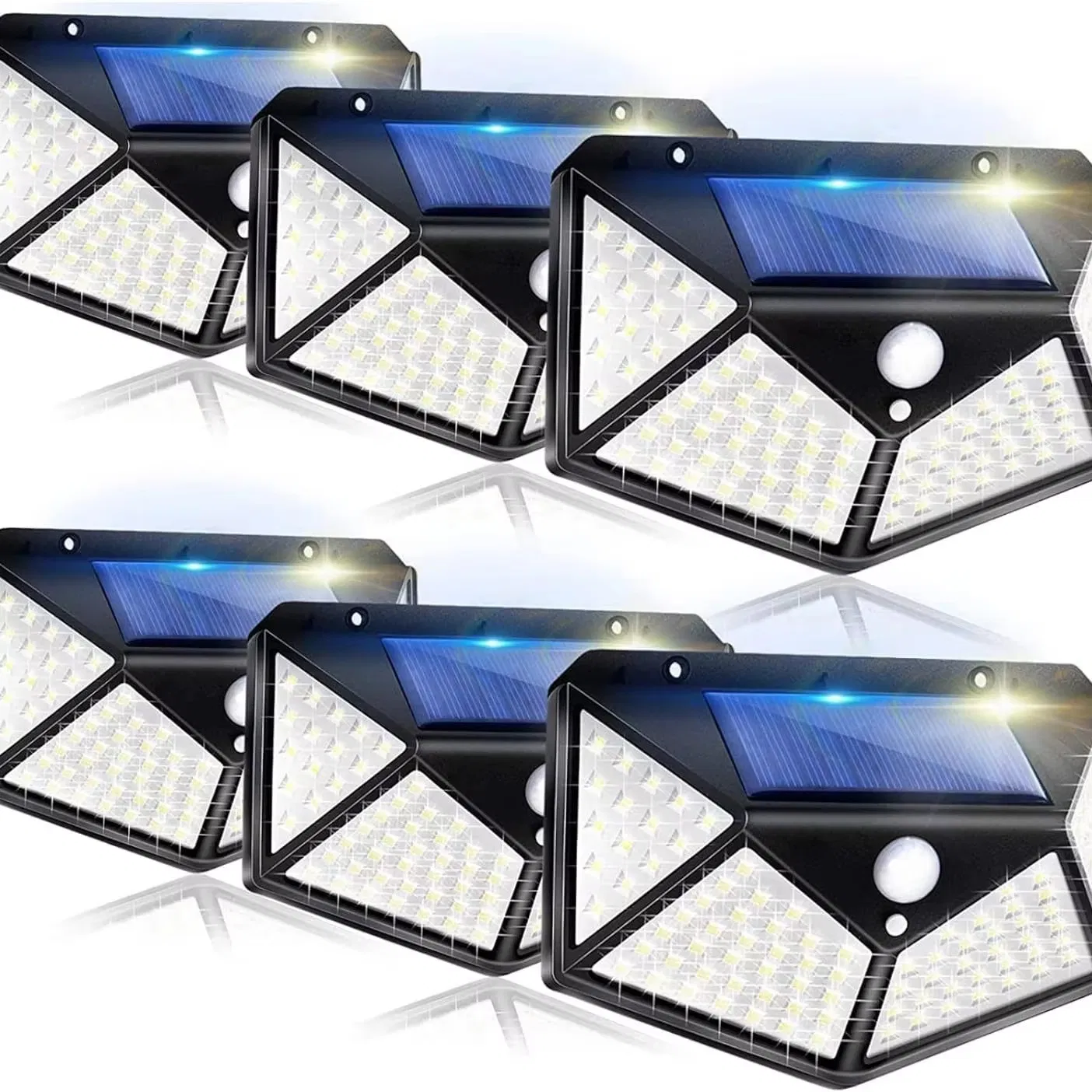 Lámpara de pared con luz solar, sensor de movimiento, luz LED solar para exteriores, jardín trasero, escalera, impermeable 100LED 118LED 76COB