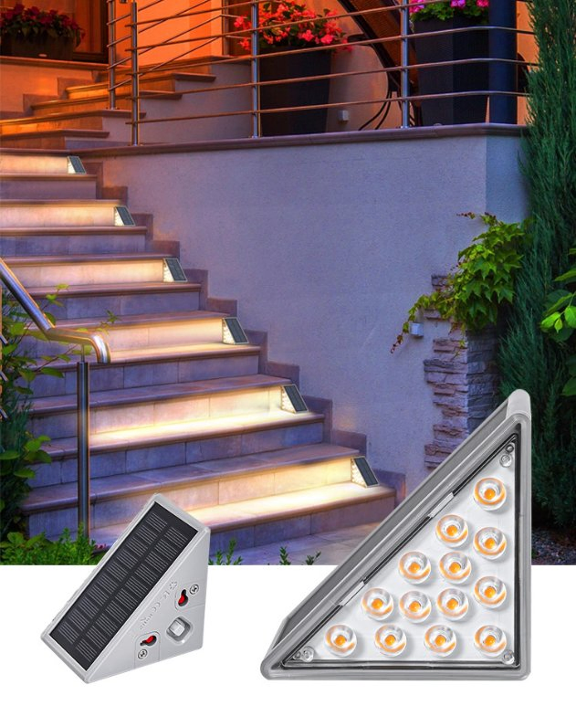 Luz de escalera triangular solar para uso exterior