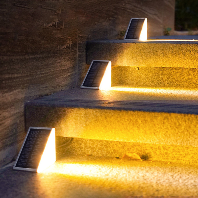 Luz de escalera LED solar a prueba de agua y antirrobo, lente para escaleras del hogar, pasillo, iluminación exterior de jardín