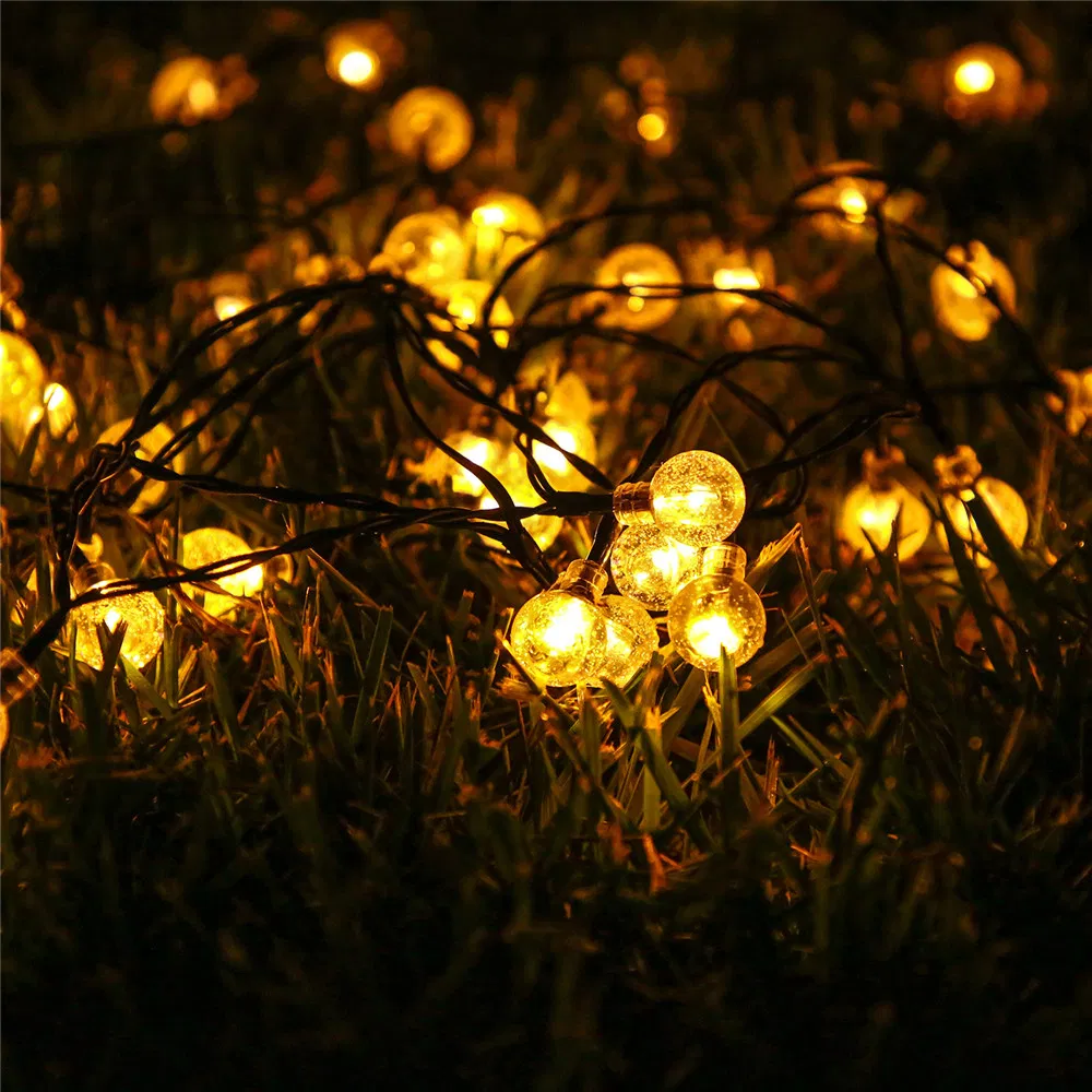 Luces de cadena LED solares recargables para Navidad 2W Decorativas para árboles, vacaciones, jardín de cristal, postes de porche inteligentes
