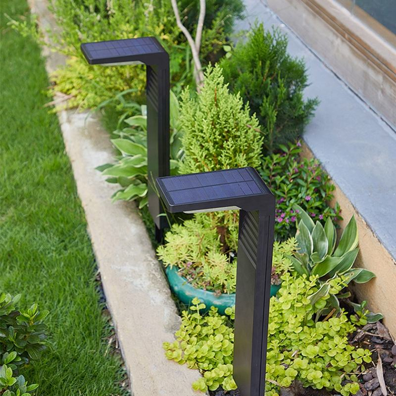 Luces Solares para Exteriores, Luces de Sendero Solares Negras en Forma de L, IP65 Lámpara Solar Impermeable para Jardín para Luces de Sendero