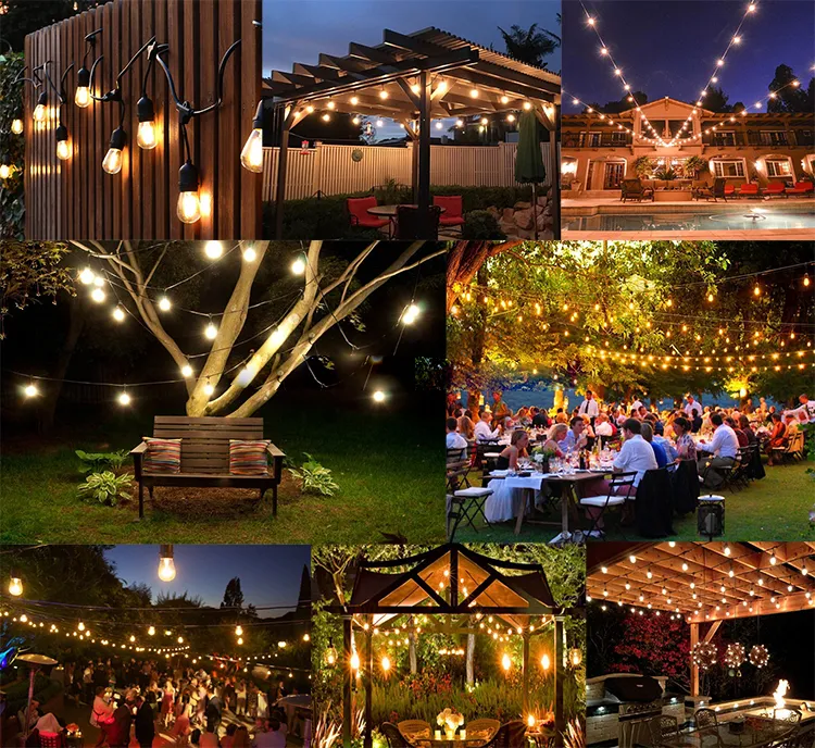 Luces de Cuerda de Bombillas Coloridas Solares Decoración Navideña para el Jardín Luz de Bombilla de Cristal LED Adorno de Luz en Racimo Navidad