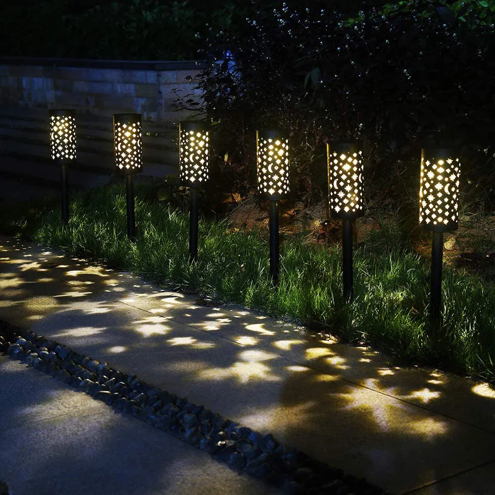 Linterna de proyección de luna y estrellas solar LED para jardín con estaca, foco exterior