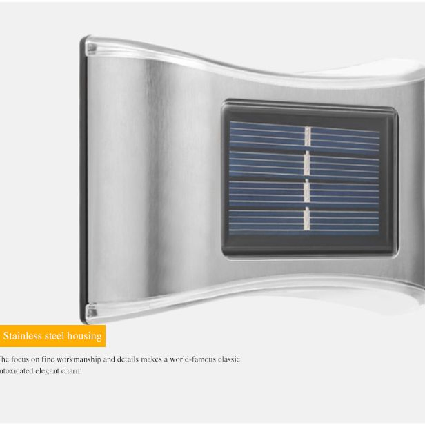 Luz de pared solar decorativa impermeable de acero inoxidable para exteriores 6LED lámpara de jardín paisajístico de cerca de patio