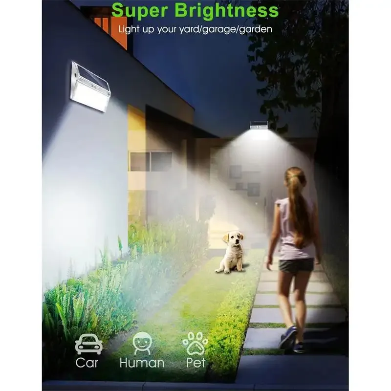 Luz de pared solar LED decorativa a prueba de agua con sensor de movimiento de acero inoxidable 112PCS para jardín, lámpara de escalera exterior, cerca exterior