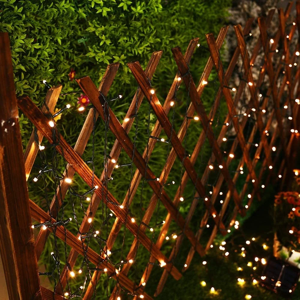 Cadenas de luces solares 100/200/300/500/1000 luces de hadas LED para iluminación exterior en terrazas, jardines, fiestas familiares, bodas y luces navideñas intermitentes