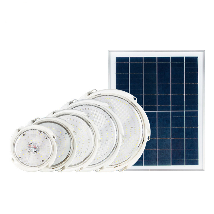 Lámpara de techo LED solar para iluminación de interiores y exteriores en el hogar 50W 100W 200W Resaltar control remoto para iluminación de patio y garaje