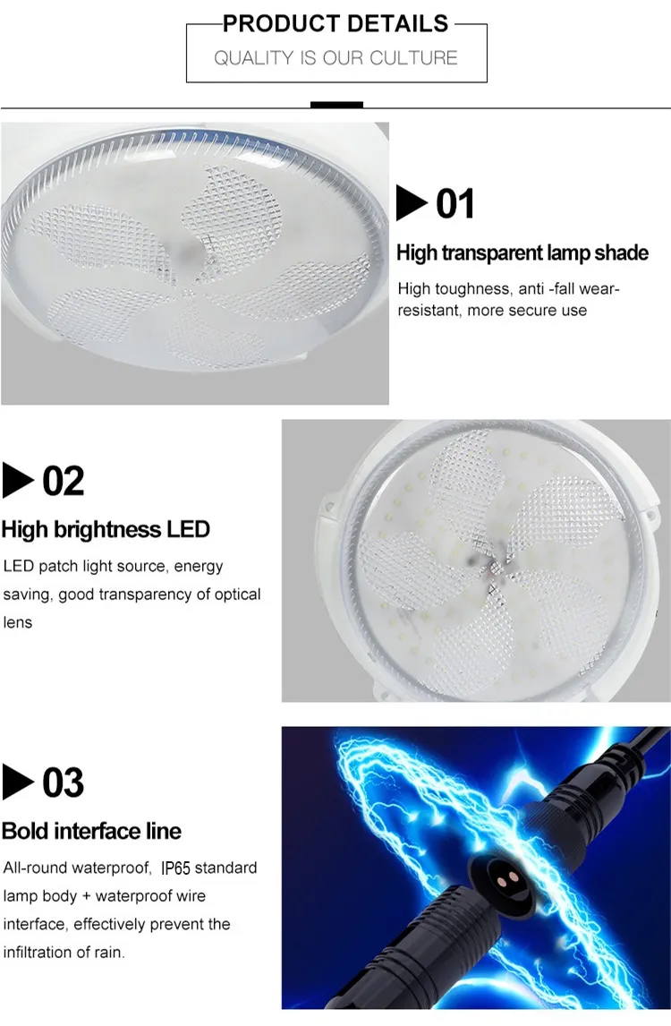 Detalle lámpara de techo LED solar