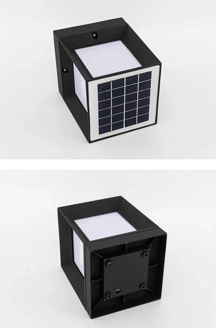 Luz decorativa de pilar de puerta de cerca al aire libre cuadrada de aluminio LED solar impermeable IP65