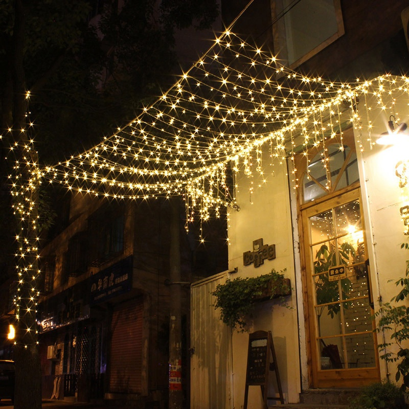 Luces de Navidad de alambre de cobre LED solares a prueba de agua, iluminación de vacaciones, luces de cadena para decoración de jardín al aire libre