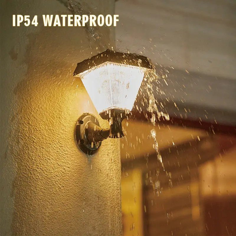 Lámpara de pared LED impermeable para jardín, luces solares de pared, terraza