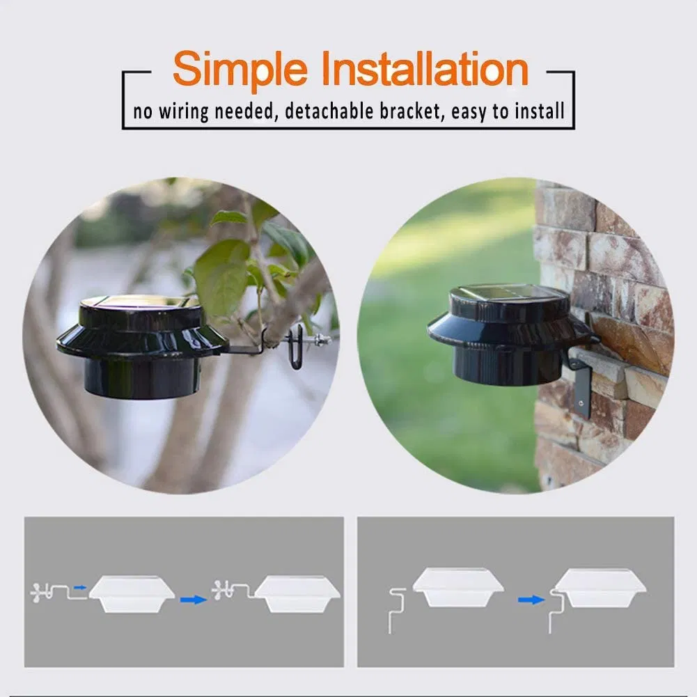 Luces Solares Montadas en la Pared Precio de Fábrica China ISO9001 Certificadas BSCI Luces de Gutter a Prueba de Agua Alimentadas por Energía Solar para Exteriores