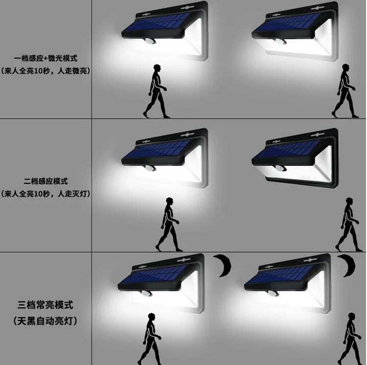 102 LED IP 65 Luces de Sensor de Movimiento Solar Impermeables