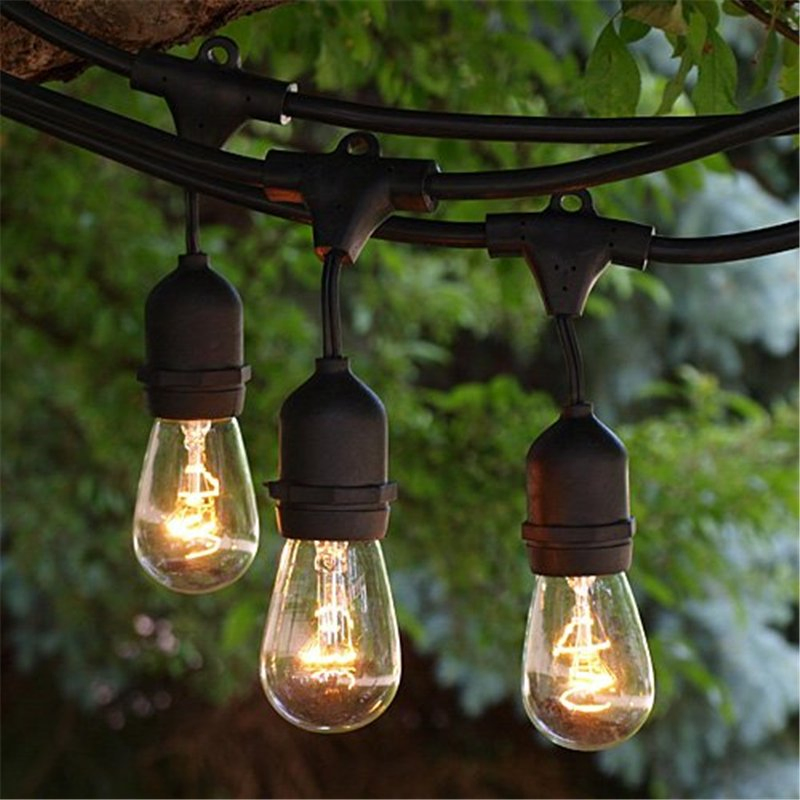 E27 IP65 Decoración Exterior de Jardín para Bodas y Camping Solar Impermeable S14 Bombilla 10m 48FT Luz de Cadena de Guirnalda LED