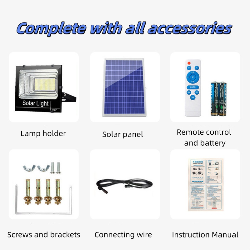 100W/6000K Luz Solar de Inundación Exterior con Control Remoto Luz de Seguridad Solar para Jardín Gazebo Cobertizo