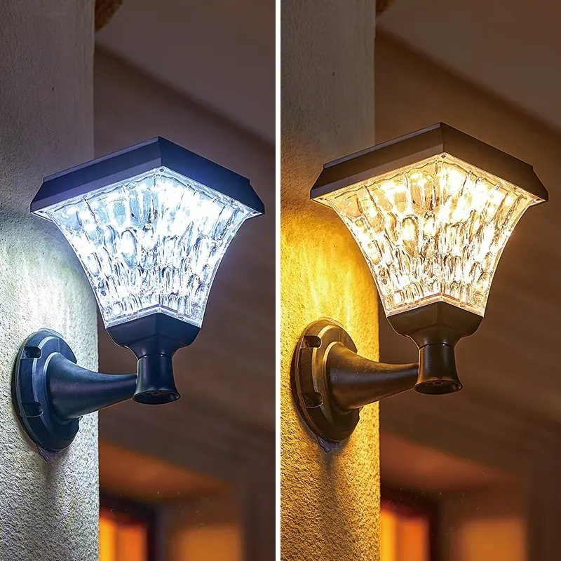 Lámpara de pared LED impermeable para jardín, luces solares de pared, terraza