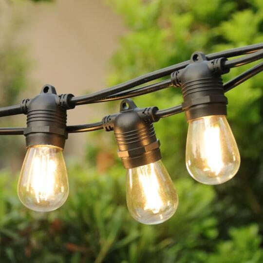 E27 IP65 Decoración Exterior de Jardín para Bodas y Camping Solar Impermeable S14 Bombilla 10m 48FT Luz de Cadena de Guirnalda LED