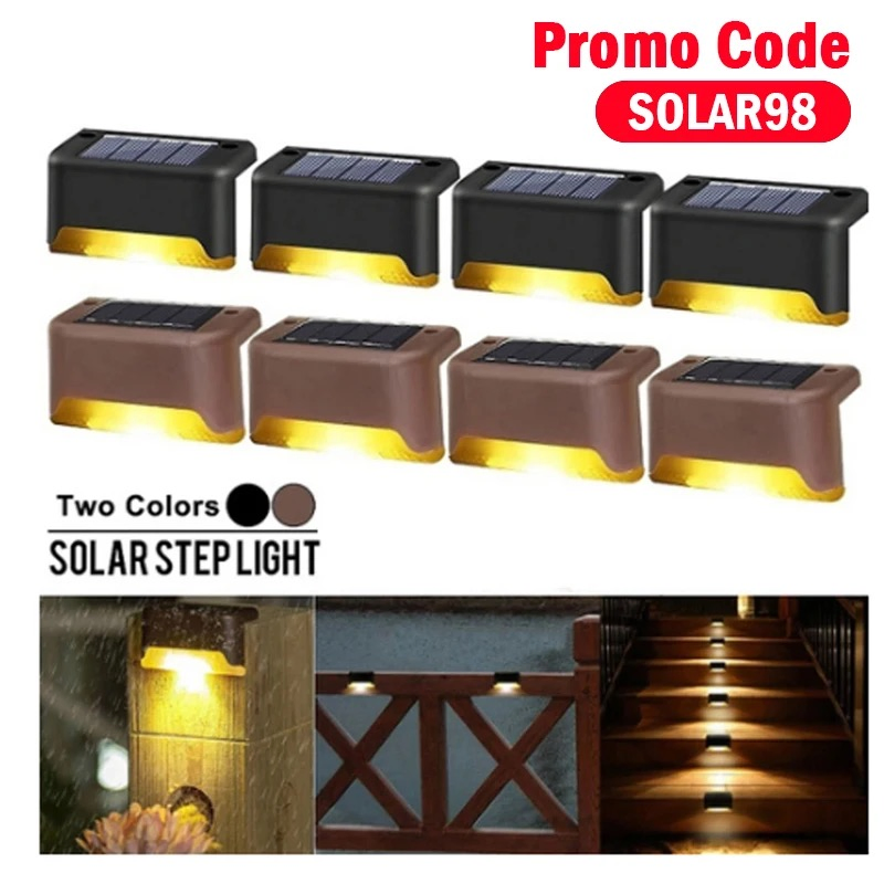Luces de cubierta solares exteriores impermeables LED para pasos, cercas, patios, terrazas y pasajes